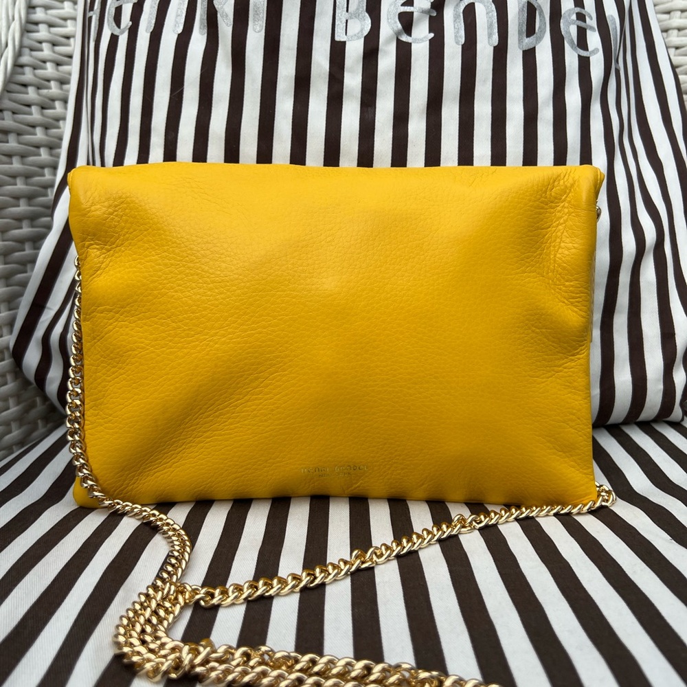 Henri Bendel Yellow Envelope Clutch/Crossbody with Gold Chain - Picture 4 of 15
